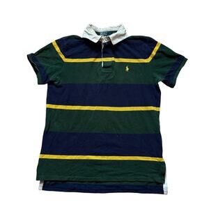 Vintage Polo Ralph Lauren Striped Rugby Polo Shirt L Custom Fit